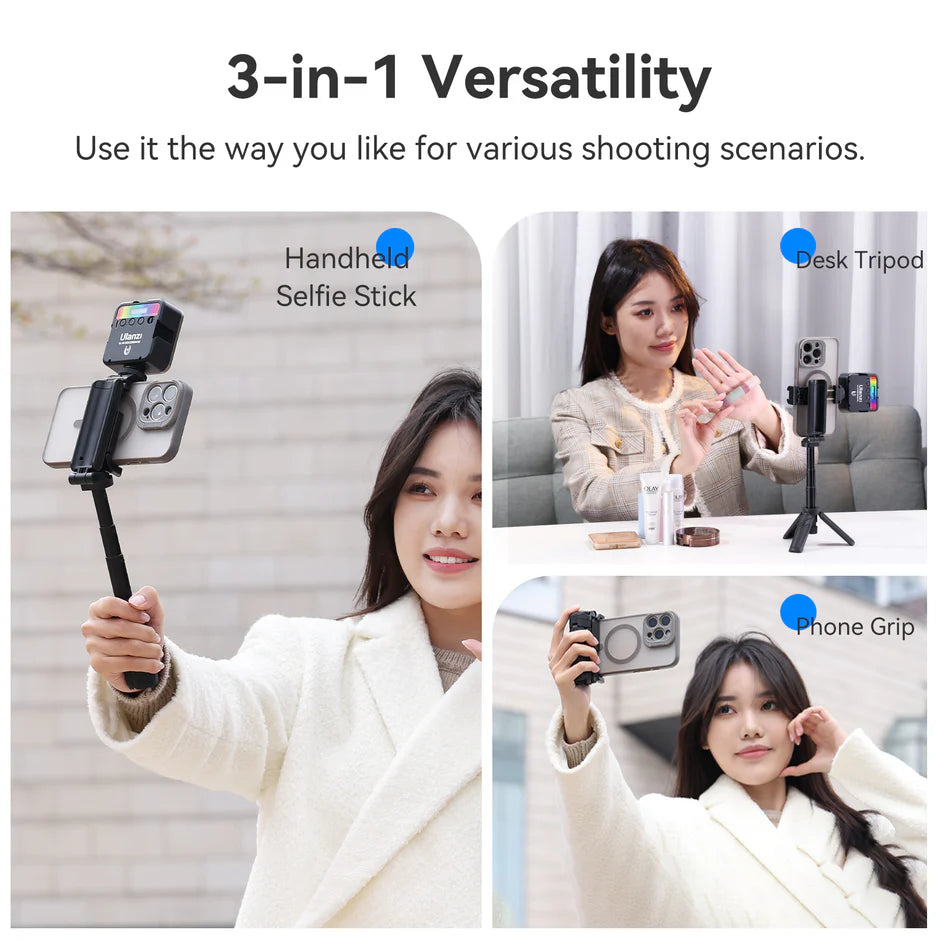 GripStand™ | 3-i-1 selfiestick, stativ og Bluetooth-fjernbetjening