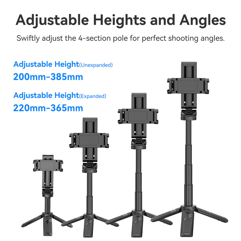 GripStand™ | 3-i-1 selfiestick, stativ og Bluetooth-fjernbetjening