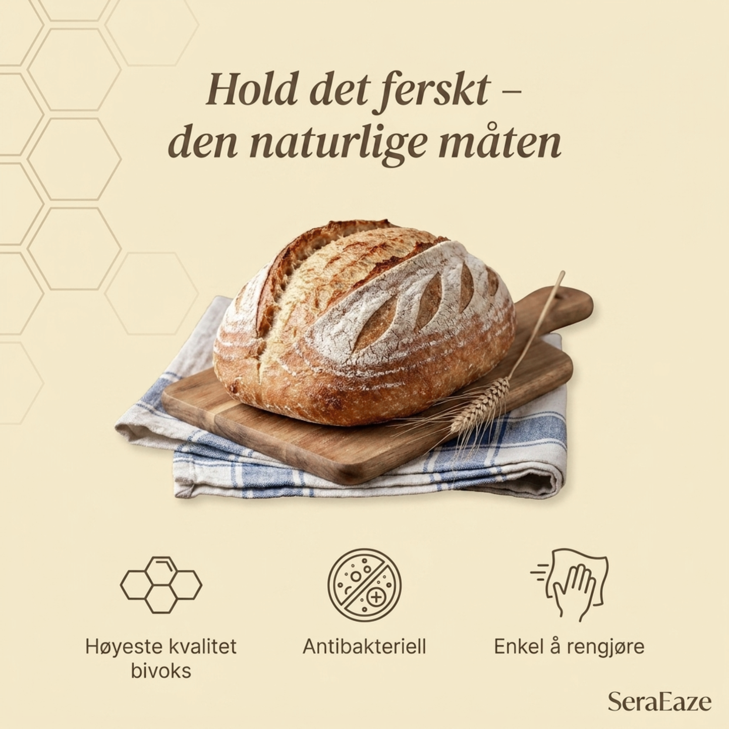 Økologisk bivoks brødpose – 100% bomuld