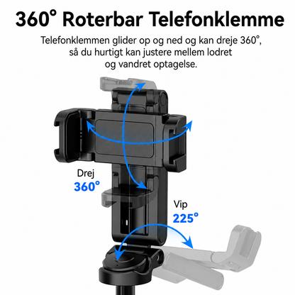 GripStand™ | 3-i-1 selfiestick, stativ og Bluetooth-fjernbetjening
