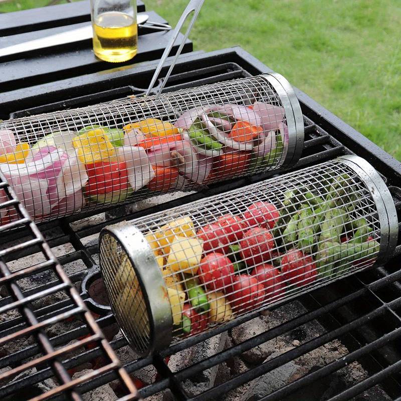 GrillRulle™ | Roterende grillkurv til grøntsager, kød & fisk