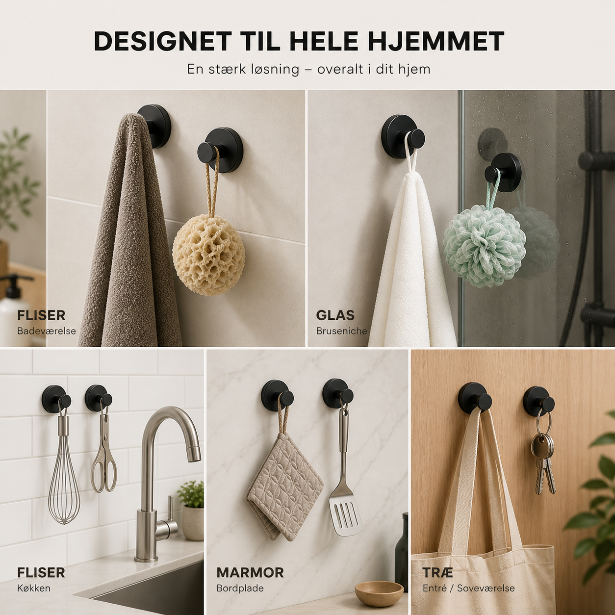 NordKrog™ - Elegant ophæng uden boring | 4-pak