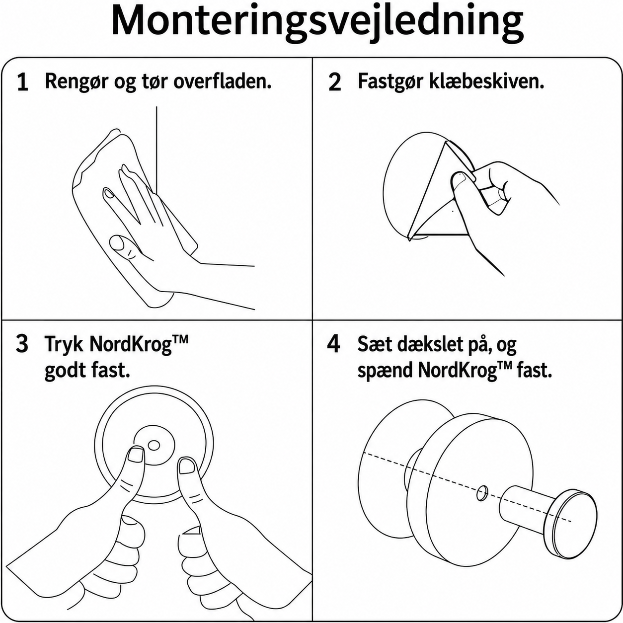 NordKrog™ - Elegant ophæng uden boring | 4-pak