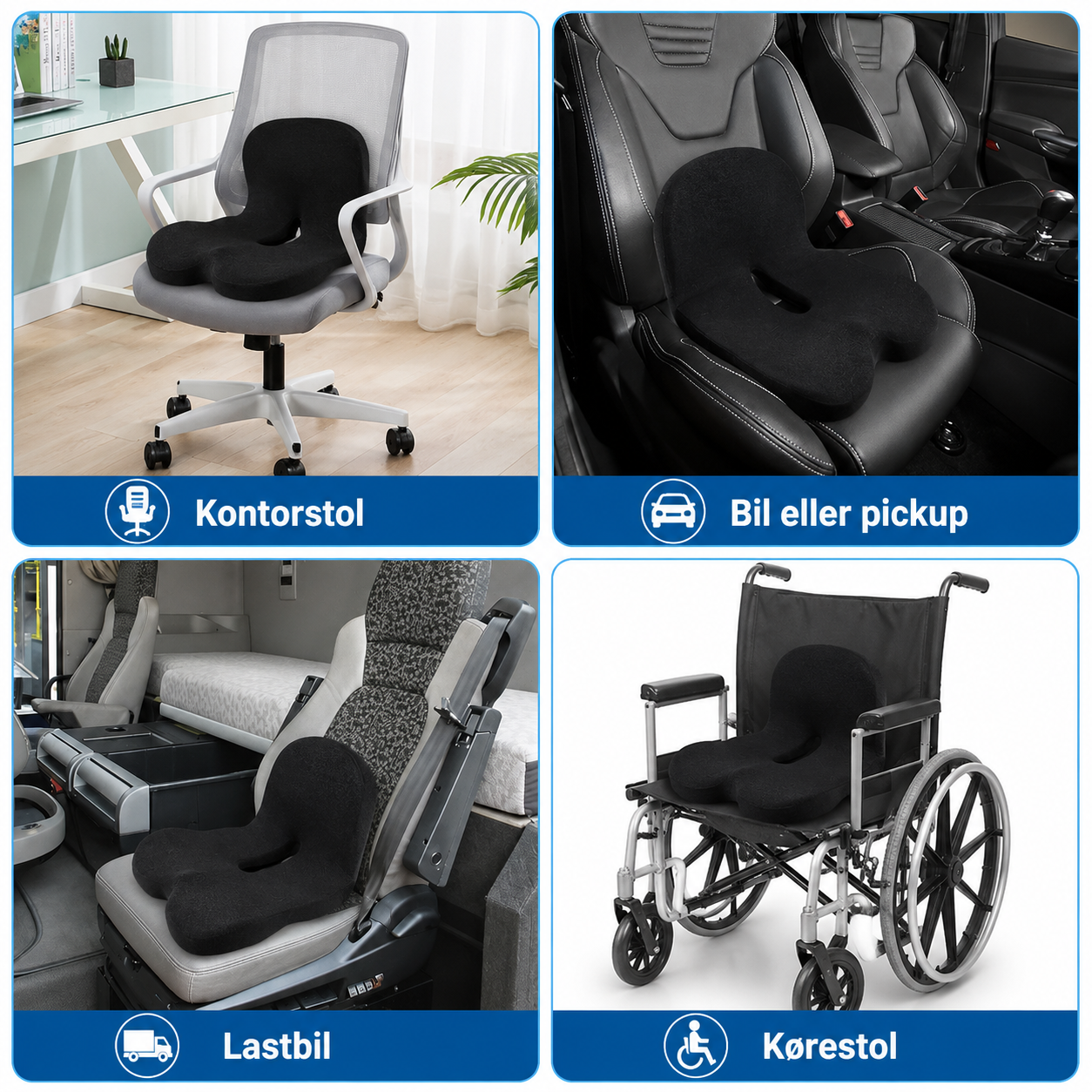 SeatEase™ | Ergonomisk sædepude i memoryskum til bedre siddekomfort