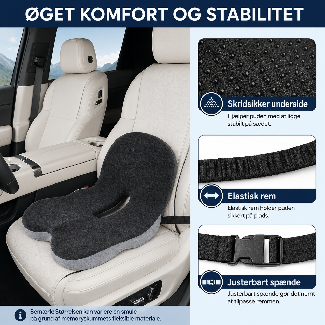 SeatEase™ | Ergonomisk sædepude i memoryskum til bedre siddekomfort