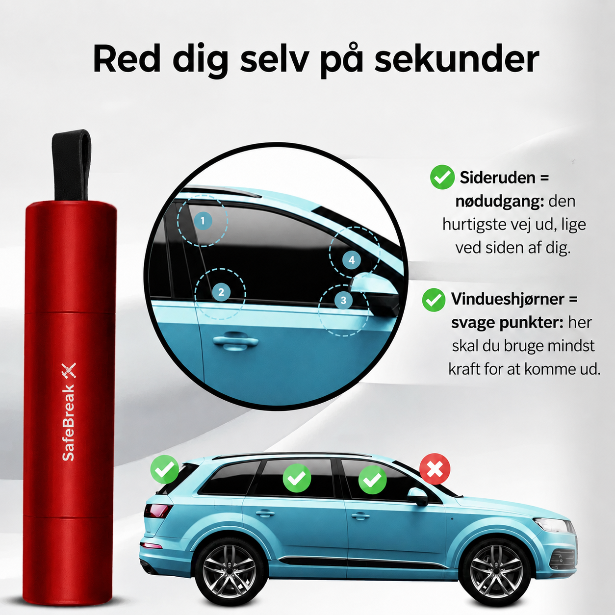 SafeBreak™ - Mini nødhammer – når hvert sekund tæller
