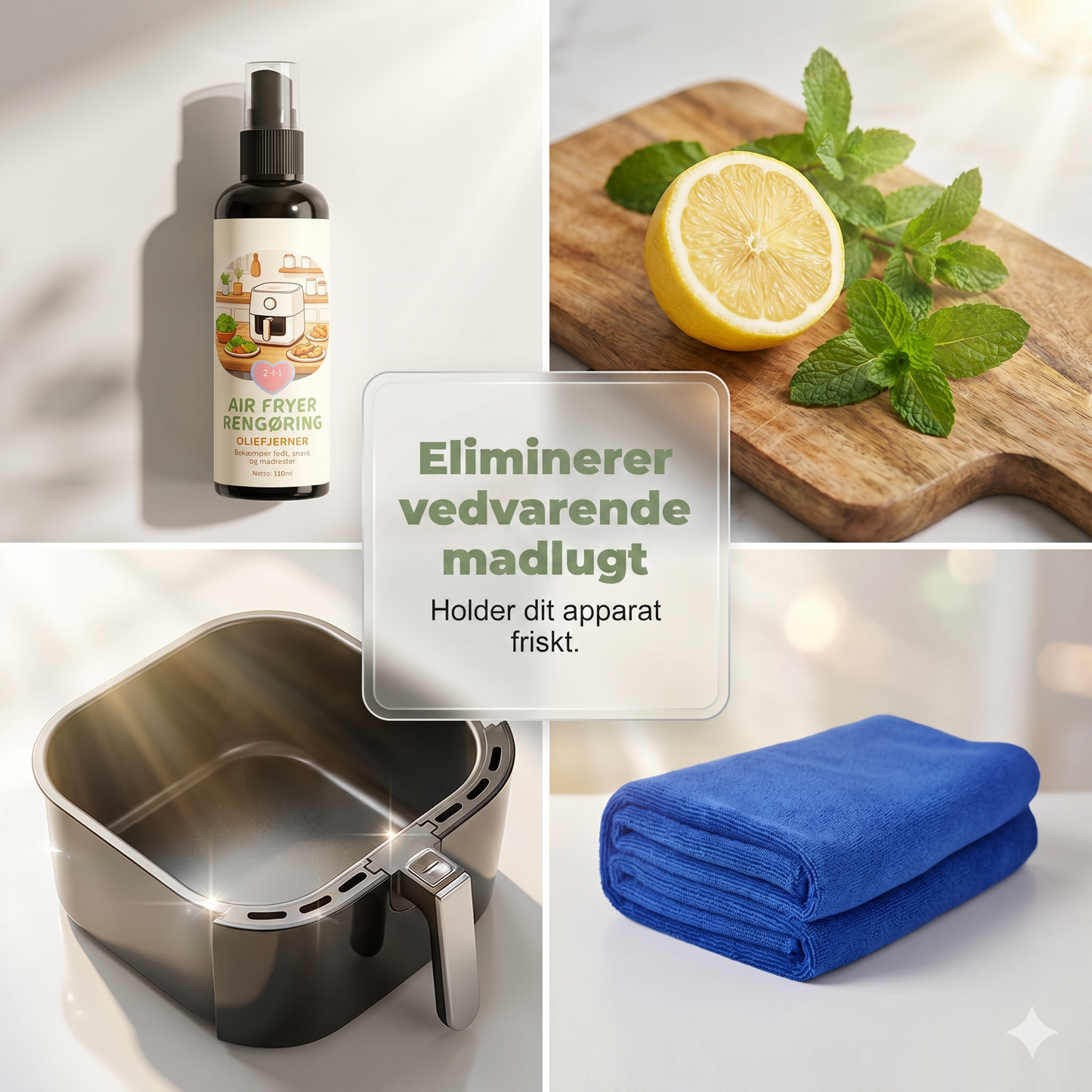 2-i-1 Airfryer Rensespray & Affedter